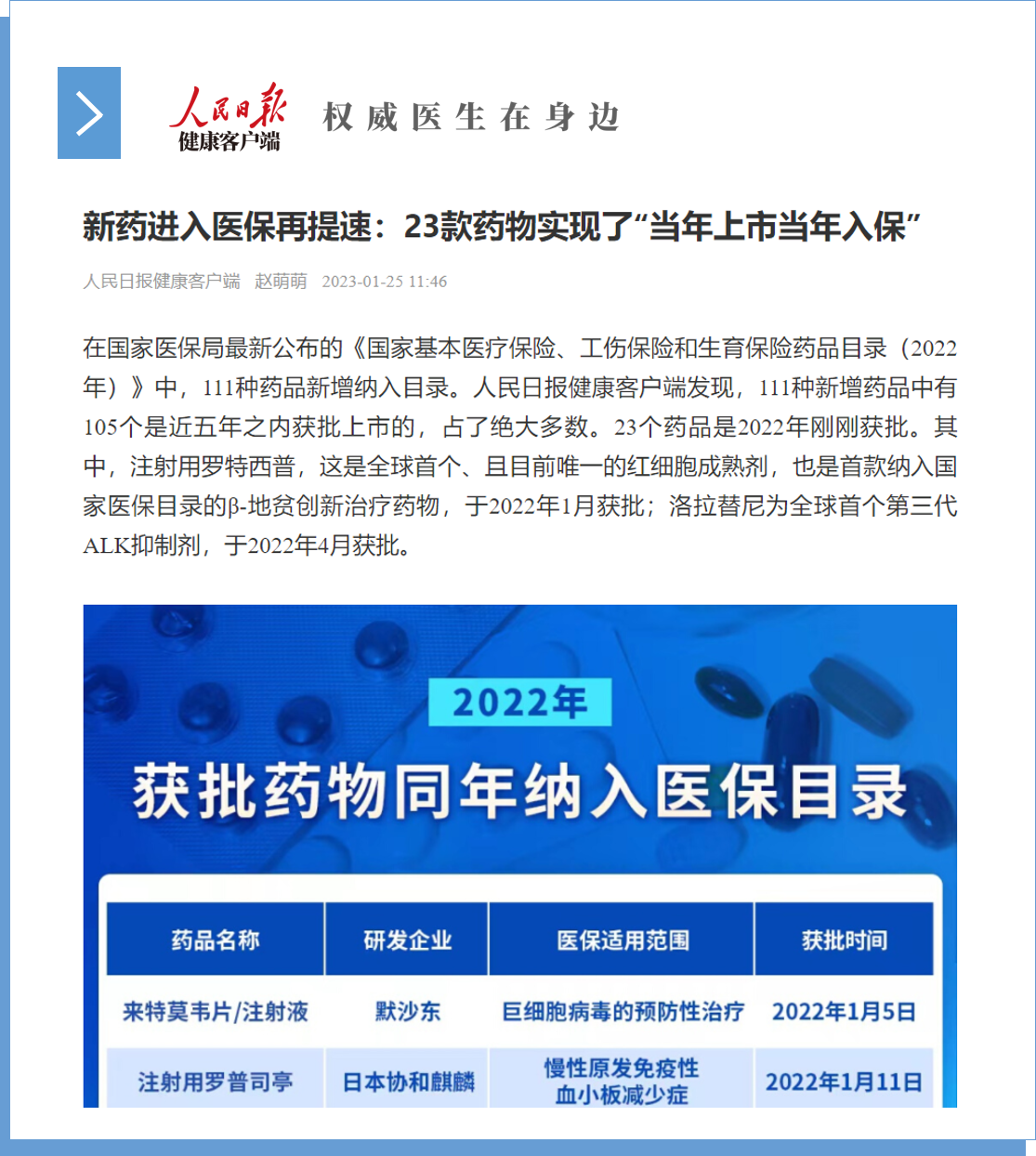 人民日報23款藥物實現(xiàn)當年上市當年入保插圖.png